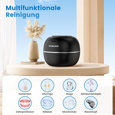 Ультразвуковий очищувач 48000 Гц з УФ-лампою | 24 Вт | 180 мл | Для зубних протезів, ретейнерів, ювелірних виробів