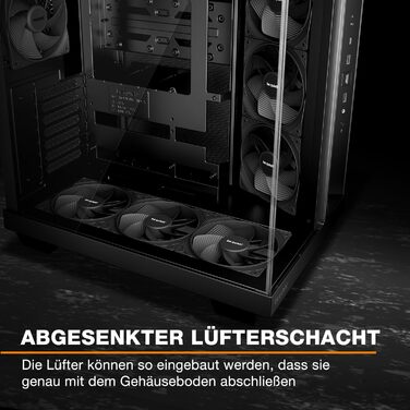 Корпус для ПК be quiet! Light Base 500 Black з повністю прозорими передньою та бічною панелями, Show Case, Dual Chamber Design, 4 вентилятори Pure Wings 3 PWM, без RGB, роз’єми на задній панелі