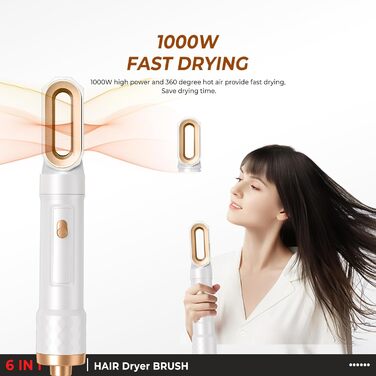 Набір для укладки волосся Pro Hairstyler 6 в 1: фен-щітка, локони, об'єм, сушка, випрямлення | Atopskins | 1000W