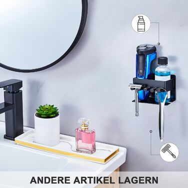 Настінний тримач для зубних щіток GGQ, для електричних та звичайних щіток, без свердління, самоклеючий, з органайзером для пасти, чорний