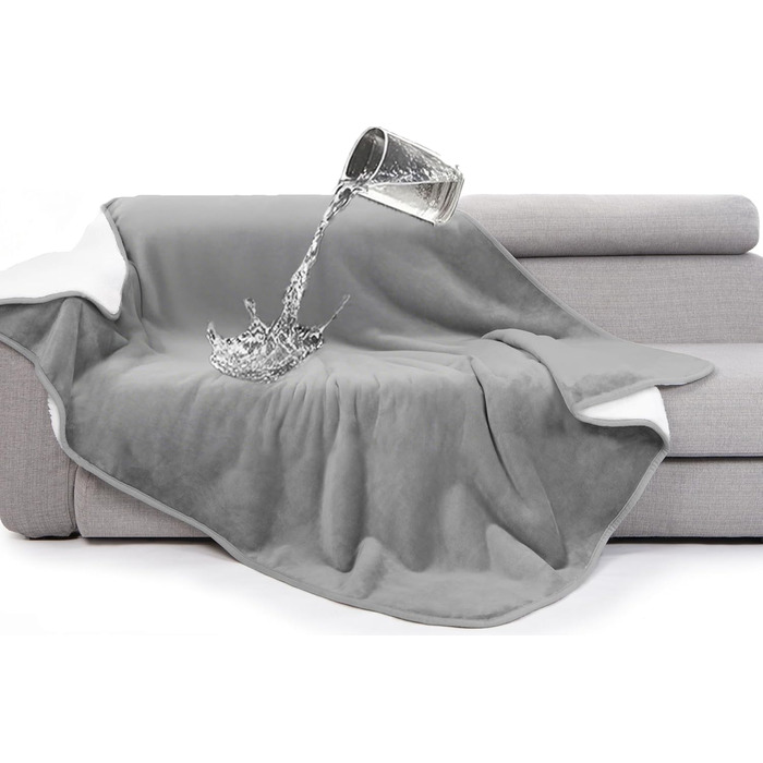 Водонепроникний коврик для собак з Sherpa Fleece, 127x152 см - захист дивану та меблів (Сріблясто-сірий)