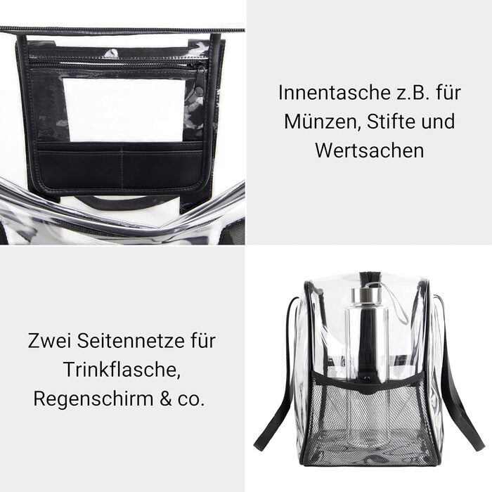 Ambition - Transparent document bag for legal texts, textbooks, folders, laptop; Durable bag for library, stadium, airport, beach
