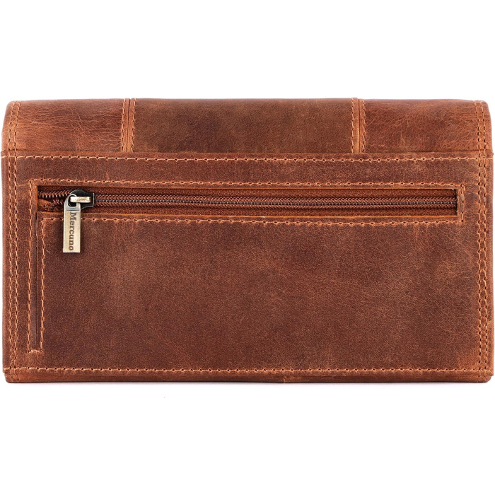 Mercano® Premium Vintage Women's Wallet Leather (Genuine Leather) Large with RFID Protection | Ladies' Purse Leather incl. Gift Box with Card Slots and Coin Pocket