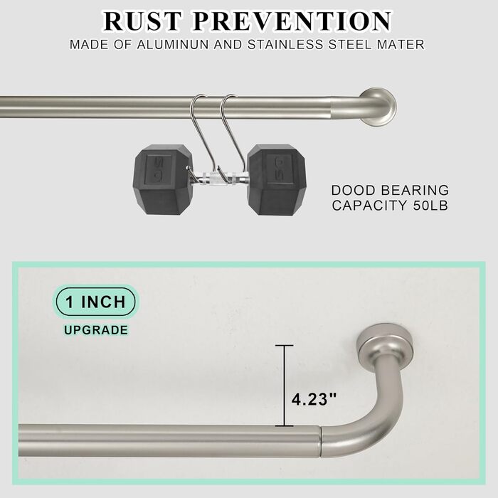 Штанга для штор Warmgold, діаметр 2,5 см, регульована затемнююча штанга, алюмінієві кінці та кріплення, 71–381 см (2 шт. 71–218 см, полірована нікель)