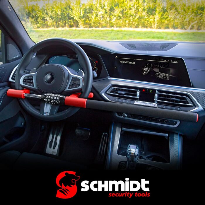 SCHMIDT блокіратор керма для авто, довгий замок на кермо з кодовим замком, протиугінний пристрій для легкових авто, вантажівок і автодомів