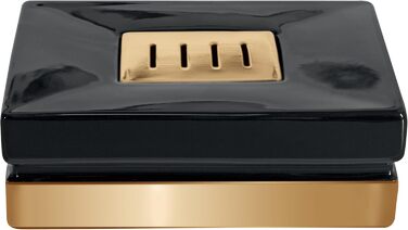 Миска для мила Spirella Roma, кераміка, чорний/золотий, 12x8x4,5 см