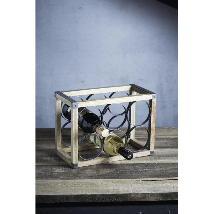 Винна полиця KitchenCraft Industrial Kitchen на 6 пляшок, метал, бежево-сіра, 30x18x18 см