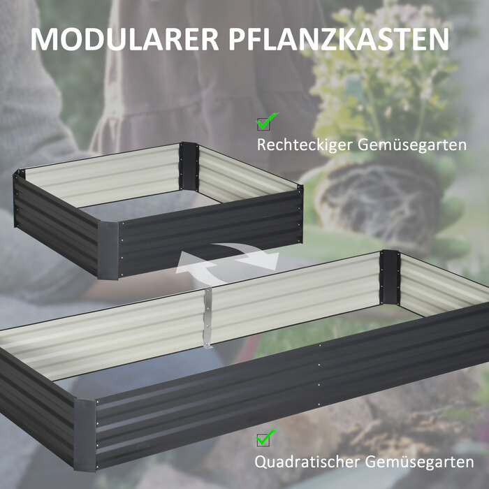 Outsunny Steel Raised Garden Bed 241 x 90.5 x 30 cm Planter Box Flower Box Garden Bed Herb Bed Vegetable Bed Grey for Garden Lovers