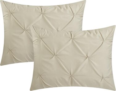 Чіхли для ліжка Chic Home Daya 3 шт. з рюшами та плісе, для двоспального ліжка, білі наволочки та декоративні подушки в комплекті, білий (King, Taupe)