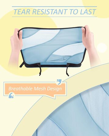 Органайзери для валізи BAGSMART компресійні (6 шт.), блакитний - набір кубиків для подорожей, органайзер для ручної поклажі