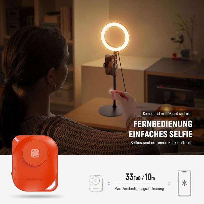 NEEWER Кольцеве світло 80 см 18 Вт з штативом та тримачем для телефону, для iPhone, стрімінгу, відеоконференцій, Zoom, RH8B