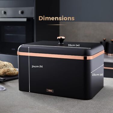 Cavaletto Brotkasten-Aufbewahrung T826130BLK: металевий хлібний контейнер, чорно-червоного кольору, 23 x 35 x 24 см
