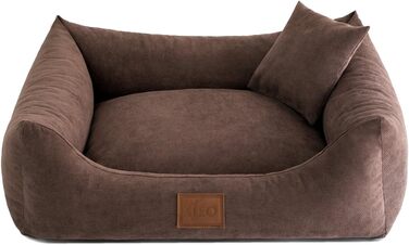 Софа для собак Sun: 6 розмірів, 4 кольори. Лежанка, подушка, софа, кошик для собак. (80x60), (L 115 x B 90 x H 24 см, Коричневий)