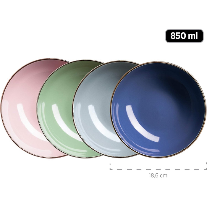 MÄSER 931726 Набір посуду Fresh (Pastell'n'blue) - 16 предметів, кераміка, колір мідний, для 4 осіб