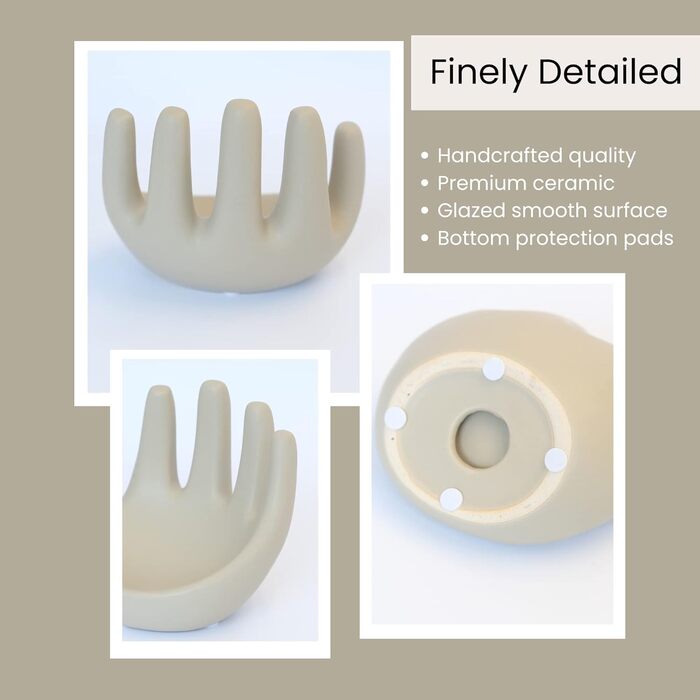 MIAJO Hand Shelf Decoration, Beige Ceramic Sculpture, Boho Shelf Decor, Hand Holder for Jewelry, Smartphone, Keys, Pen and Pencils, Knick-Knacks, Cute Home Decor