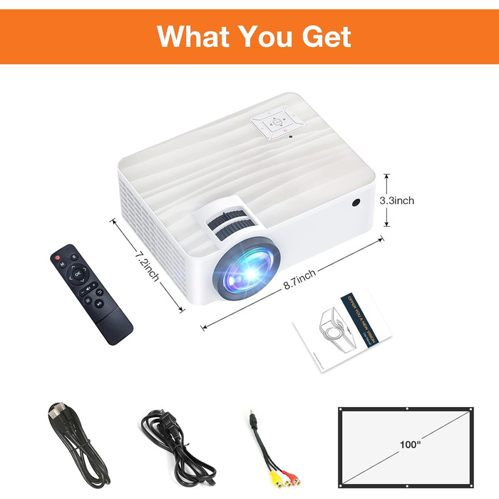 HOPVISION Beamer: Міні проєктор Full HD 1080P з Bluetooth 5.1 та 4K підтримкою, 9000 Lumens, для дому та вулиці, сумісний зі смартфонами, HDMI, USB, Pad, Fire Stick, PS5