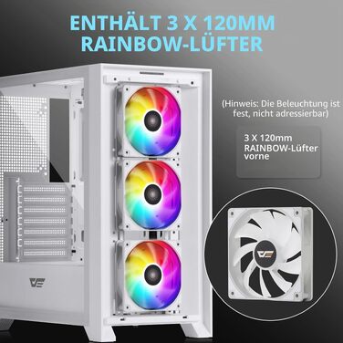 Ігровий корпус darkFlash DRX70 ATX Mid-Tower, 3 RGB-вентилятори 120мм, загартоване скло, сітчаста передня панель, USB 3.0, Білий
