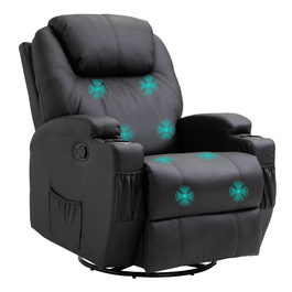 HOMCOM Electric Massage Chair, 165° Reclining, 5 Massage Modes, Footrest, Remote Control, Recliner, Faux Leather, Black, 84x92x109cm | Aosom