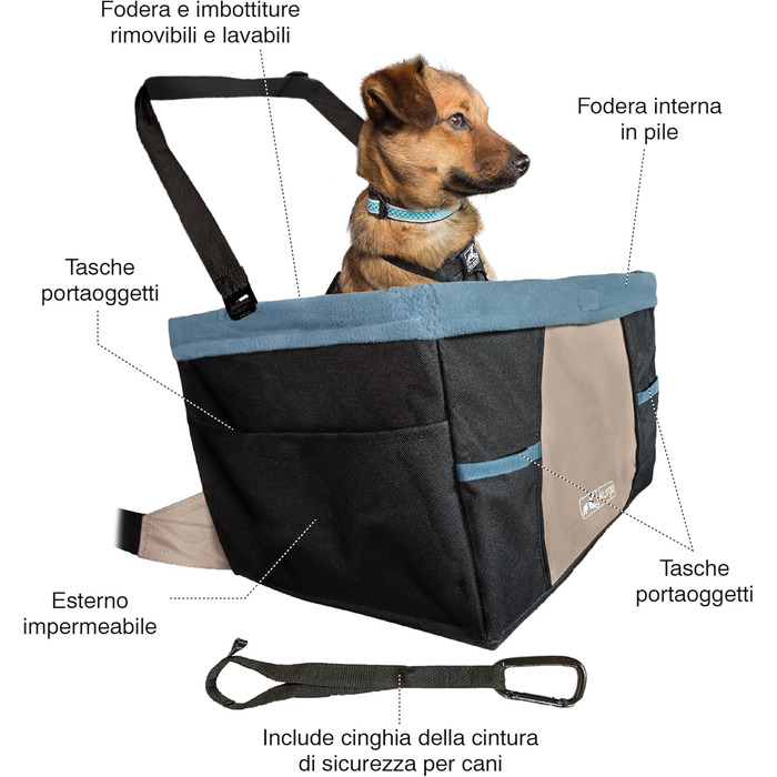 Автокрісло для собак Kurgo Rover, чорно-синій колір, до 9 кг, з автогуртком, проста установка