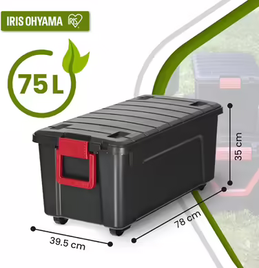 Iris Ohyama Large Plastic Storage Box, 60L Garage Storage Box, Set of 3, SIA-60, Black, Stackable, Clasp Fasteners, B59 x D39.5 x H35.5 cm (75L x1)