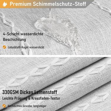 Шторка для душу BTTN 182 x 200 см, Бохо-фермерський стиль, важка тканина, з бахромою, водонепроникна, з вантажами, 12 гачків (сіра, смугаста)