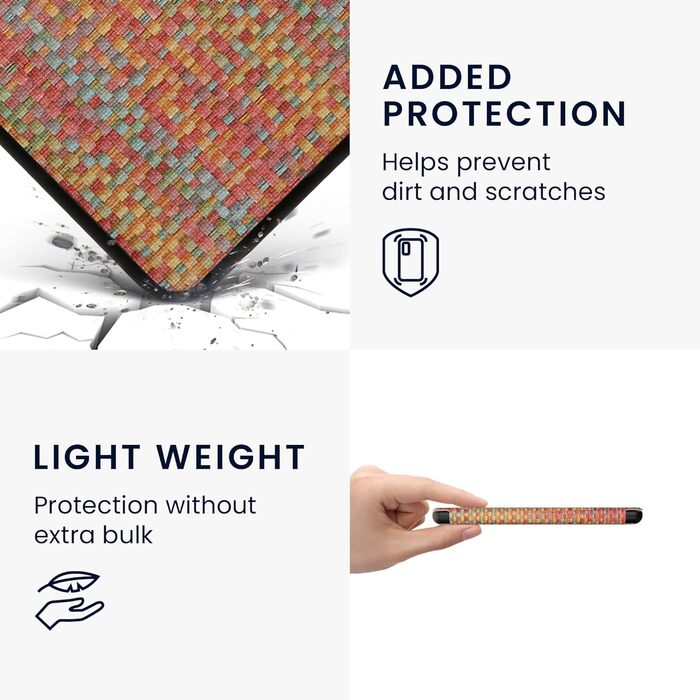 Чохол-книжка kwmobile для Kobo Libra Colour/Tolino Vision Color - яскравий у клітинку (жовто-червоно-зелений)