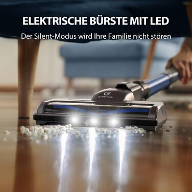 Greenote Бездротовий акумуляторний пилосос: 30 хв роботи, LED, насадка для щілин та м'яка щітка, паркування, для твердих поверхонь та шерсті тварин