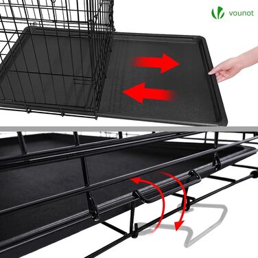 Клітка для собак VOUNOT, розкладний вольєр з кришкою, переноска для собак в авто, з подвійними дверцятами, 2 ручки для перенесення та знімний піддон, XXL 122x75x81 см, чорний. Розміри: 107x70x78 см (з кришкою), 122x75x81 см (без кришки)