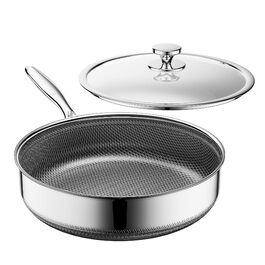 Сковорода глибока з кришкою 30 см FD-D з нержавіючої сталі гібридна, з холодною ручкою, для всіх плит (індукція), посудомийна машина, без PFAS/PFOA/PTFE, жаростійка до 260°C