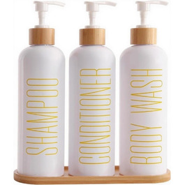 Набір флаконів для шампуню та гелю для душу, 500 мл, 3 шт. (біло-сірий)