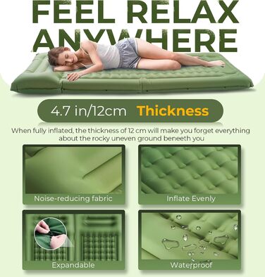 Надувний килимок Isomatte самонадувний, для кемпінгу та відпочинку на природі (оливковий, одинарний)