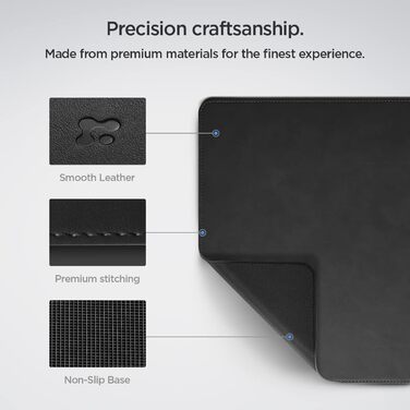 Килимок для миші Spigen XXL з екошкіри PU Vegan, чорний - захист столу та ідеальне ковзання