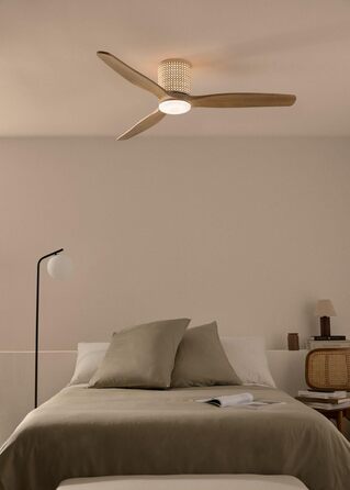 Стельовий вентилятор WINDCALM Rattan з підсвічуванням та пультом ДУ, 132 см, 40W, 6 швидкостей, 3 режими світла, таймер, літній/зимовий режим