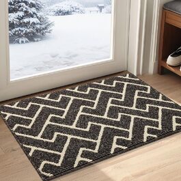 Килимок для дому Black 50 x 80 см, вологостійкий, антиковзаючий. Підходить для входу, коридору, саду, дому та тварин. Прямокутна форма, чорний колір