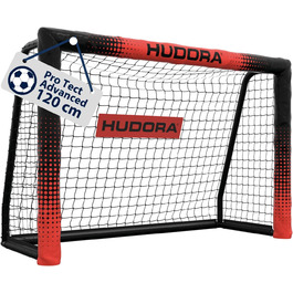 Ворота для футболу HUDORA Pro Tect 120 Advanced – Outdoor з сіткою та захисним покриттям для дітей та дорослих. Легка збірка, біло-чорний колір, 120 x 80 см