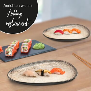 Набір сервірувальних тарілок Moritz & Moritz VIDA Бежевий (2 шт.) - великі тарілки з якісного порцеляну, сучасний дизайн, придатні для миття в посудомийній машині та використання в мікрохвильовці. Ідеально підходять для салатів, м'яса на грилі, закусок та