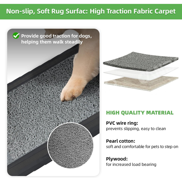 Рампа для собак у машину, розкладна, 170 см, з антиковзким покриттям, для маленьких, середніх та великих собак. Підходить для авто, SUV, вантажівки, дивану та ліжка.