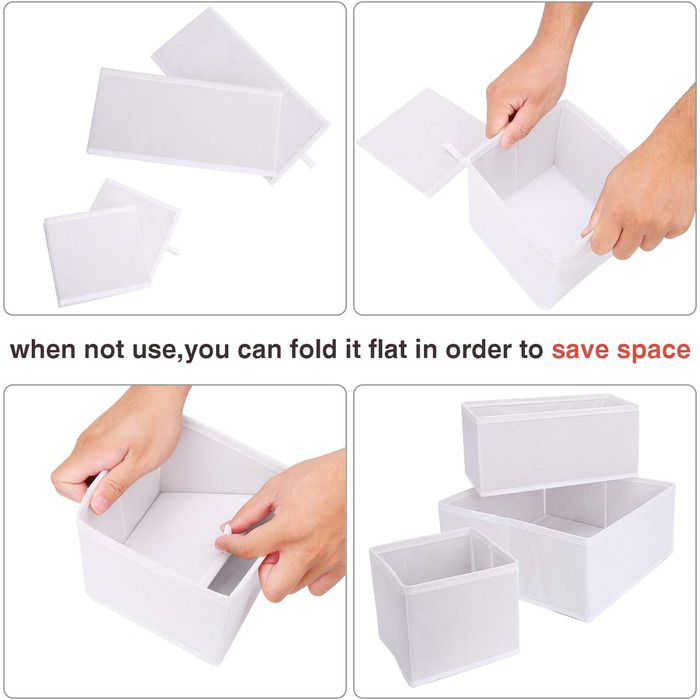 Puricon 13-Piece Storage Box Set Fabric Drawer Organizer/Organization System for Clothes Foldable Storage Boxes Set Boxes for Closet Bedroom - (8 Pieces, White)