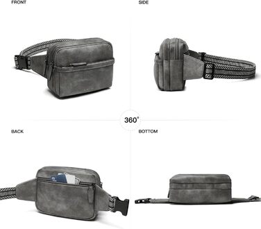 Women's Fanny Pack, Small Crossbody Bag for Women, PU Leather Theft-Proof Water-Resistant Belt Bag Women's Hip Bag for Outdoor Sports, Travel, Cycling (Gray 2)