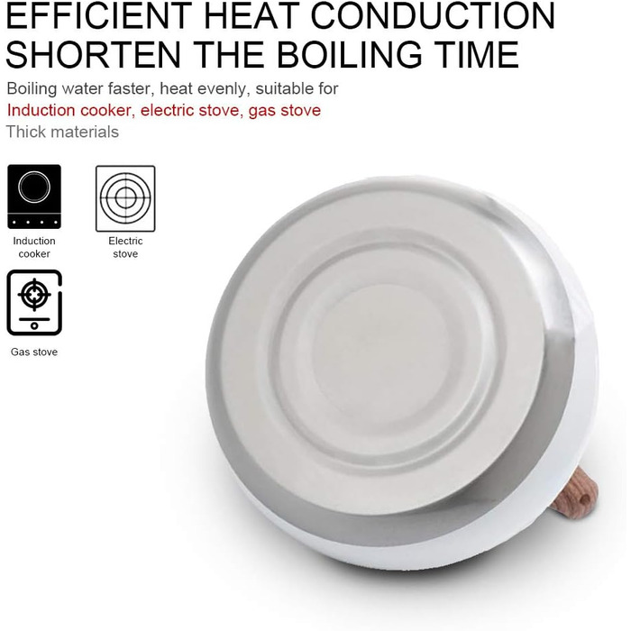 Чайник-свисток з нержавіючої сталі 3L, чайник для чаю та кави, сумісний з усіма плитами, білий