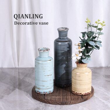 Набір керамічних ваз (3 шт.) для декору інтер'єру, сучасний, рустикальний стиль, для вітальні, кухні, ванної кімнати