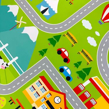 Дитячий килим Teppich-Traum з міською панорамою, сірий, 80x150 см (прямокутний, зелений)