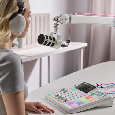 Rode PodMic USB/XLR Динамічний мікрофон для подкастів, білий + стійка keepdrum MS032