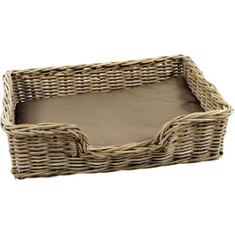 Корзина для собак Kobolo з ротанга з подушкою, 81x62x21 см
