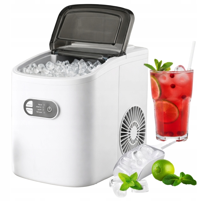 Льодогенератор білий: 8 кубиків за 6 хв! Безшумний, продуктивний, швидкий, 160 Вт, 12 кг/доба
