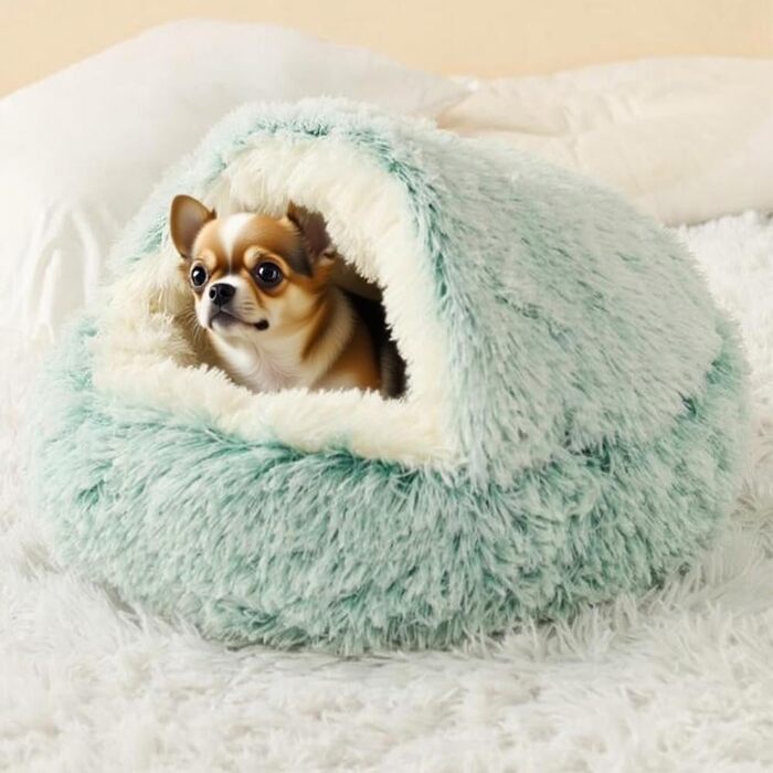 М'яке ліжко для собак та котів у формі мушлі, 70x70 см, зелене. Тепле, зручне, миється. Ліжко для домашніх тварин, собаче ліжко, котяче ліжко, плюшевий кошик для сну в приміщенні