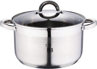 Каструля RENBERG Alexander з нержавіючої сталі, 24 x 14,5 см, 6,3 л, з кришкою, 5-шарове дно, для всіх типів плит
