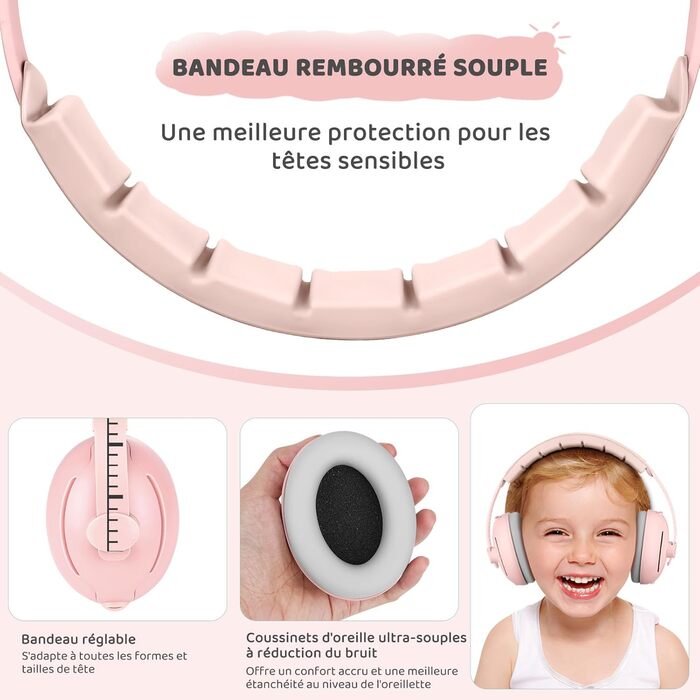 Навушники для захисту від шуму для немовлят 0-2 роки (Рожеві)