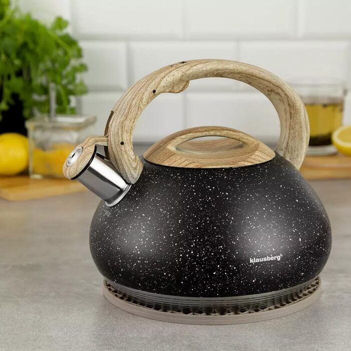 Клюсберг Квітковий чайник для плити 2.7л, чорний, 7-шарове дно, модель KB-7279