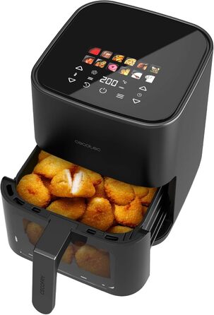 Cecotec Oil-Free Hot Air Fryer - 4L - Grill Plate - Grill - Double Heating Elements - Cecofry & Grill Duoheat 4000. 1900W, Movable Divider, Temperature Control 40-200°C, 10 Menus